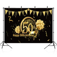 aldult happy 50th birthday party decor backdrop glitter golden balloon wedding background photography photocall banner prop