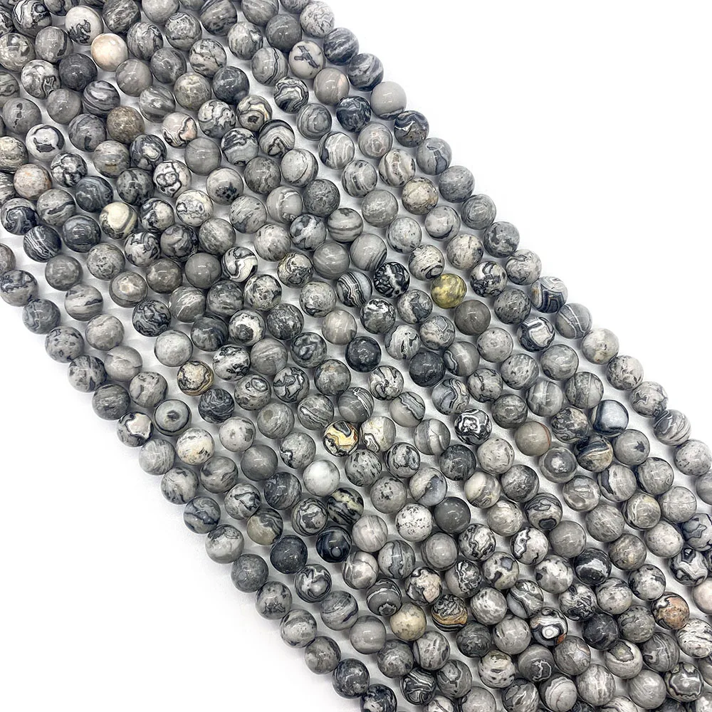 

1 Strand Map Stone Loose Beads Strand Natural Semi-precious Stone Round Shaped 6-10mm Sizes DIY Making Necklace Bracelets