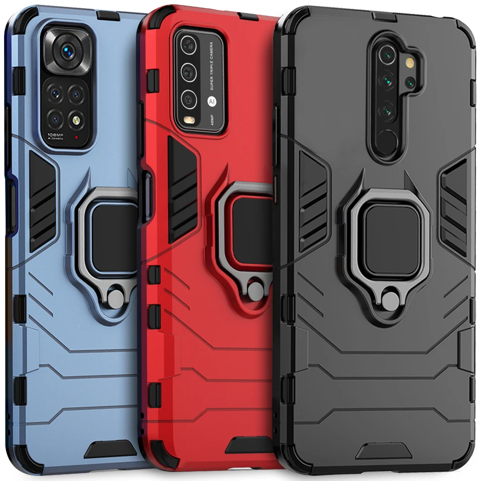 Противоударный чехол с магнитным кольцом для Xiaomi Redmi Note 11 pro plus 11s 10 4G 10s 9 9s 8 8t 7 6 5 4 4x