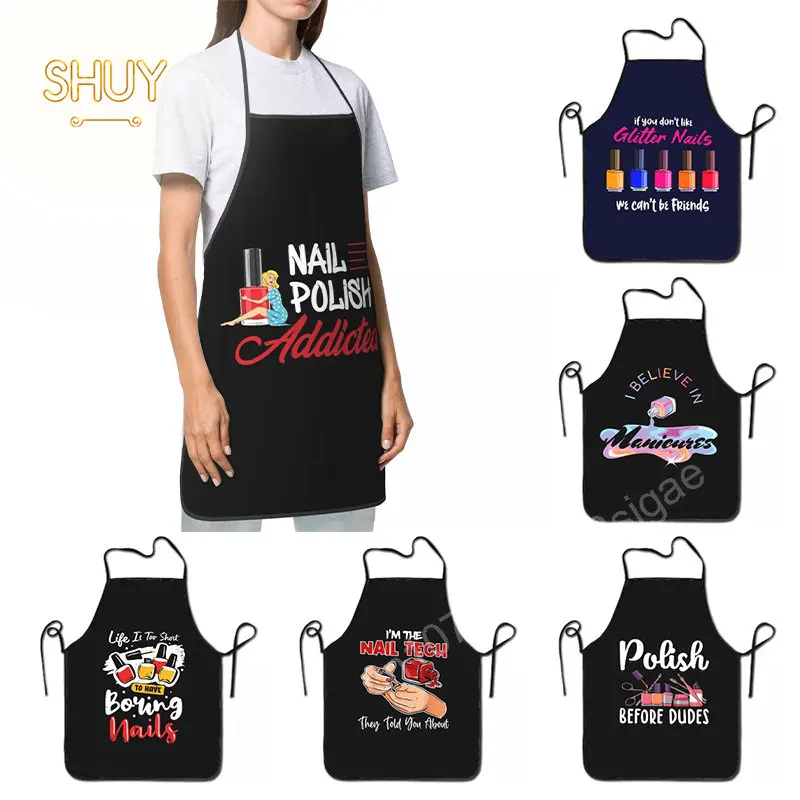 

Nail Polish Kitchen Apron Unisex Chef Cooking Baking Bib BBQ For Women Kids Nail Artist Gift Tablier Cuisine Gardening Aprons