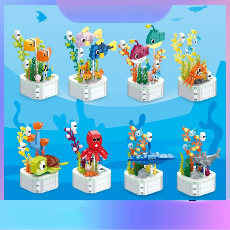 

DIY Insects Flower Building Blocks Toys Potted Plant Bonsai Snail Butterfly Sunflower Decoration Mini Building Block Figure
