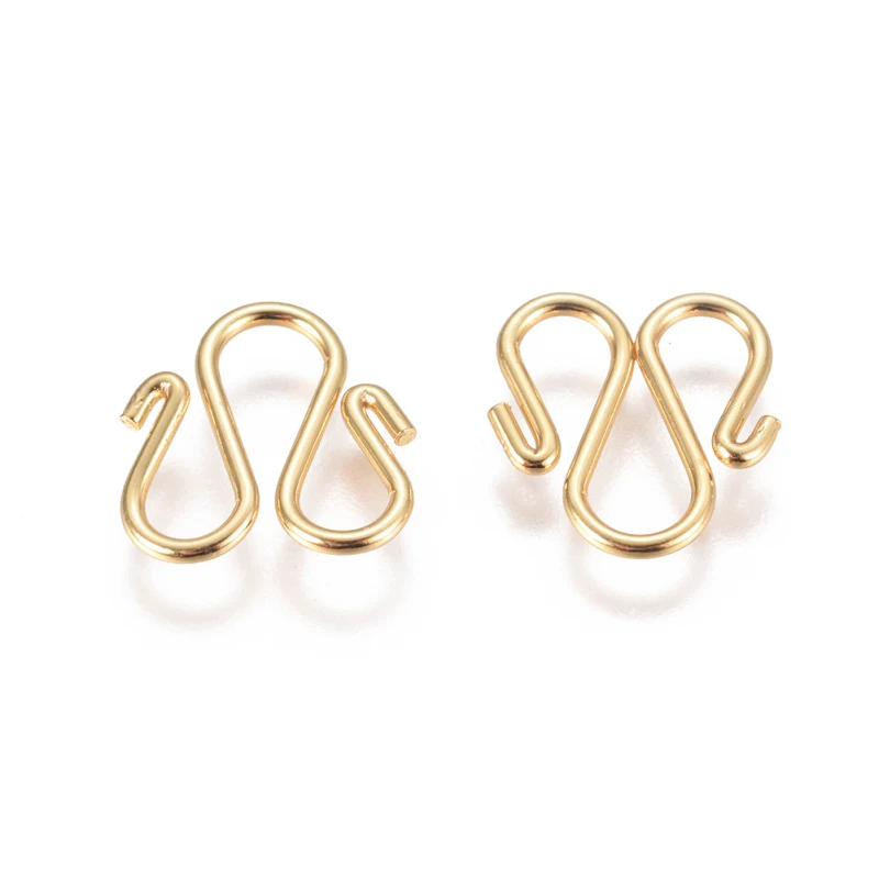 

100pcs 304 Stainless Steel Hook Clasps M Clasps Connectors Hook Clasp Bracelet Necklace Link for Jewley Making 12.5x11.5x1mm
