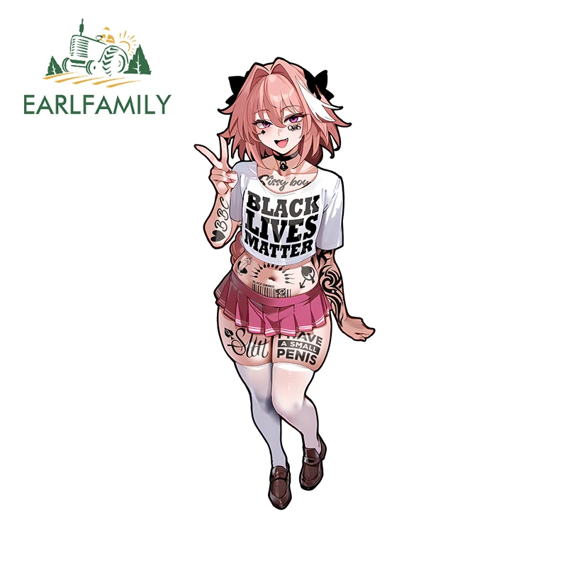 

EARLFAMILY 13 см x 5,2 см татуировки для Astolfo Femboy Waifu наклейки на автомобиль всадник Hentai черные Материалы Розовые украшения наклейки Thicc