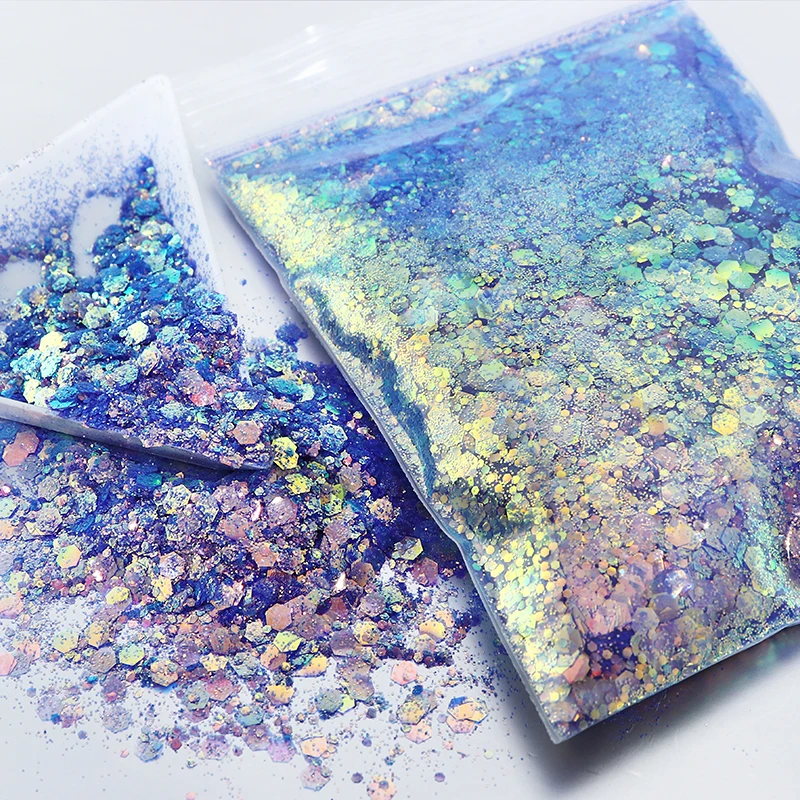 

50g/bag Mixed Hexagon Sequin Epoxy Resin Pigments Mermaid DIY Glitter Powder Craft Supplies For Jewelry Making Materials Filling