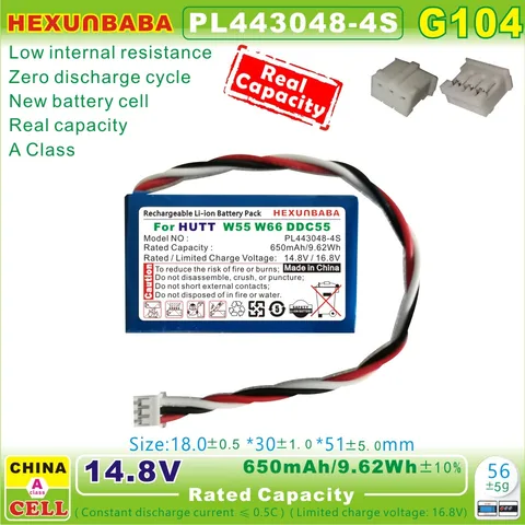PL443048-4S 14,8 V 650mAh литий-ионная батарея для робота-уборки окон HUTT W55 W66 DDC55 443048-4S G104