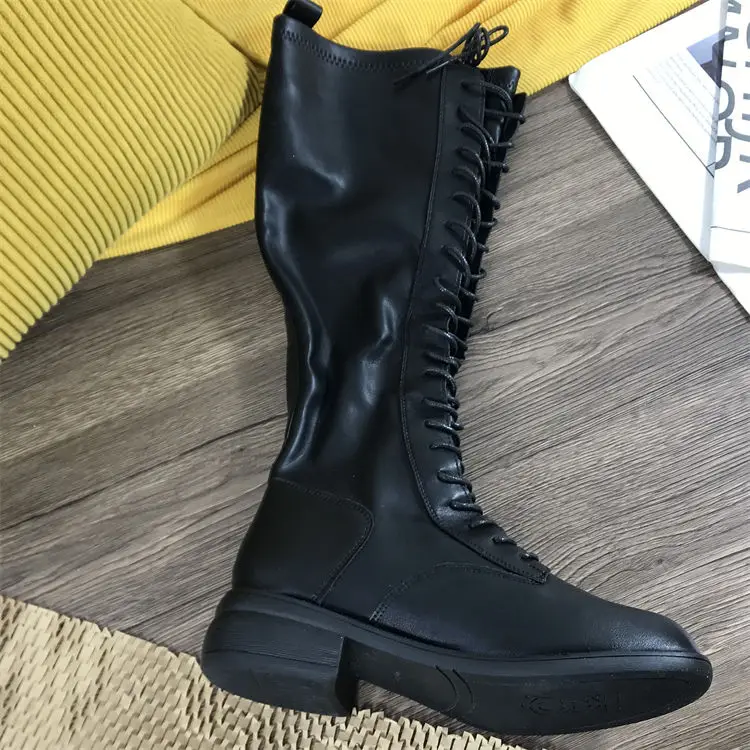 Женские сапоги с круглым носком кожаная женская обувь пикантные женские выше