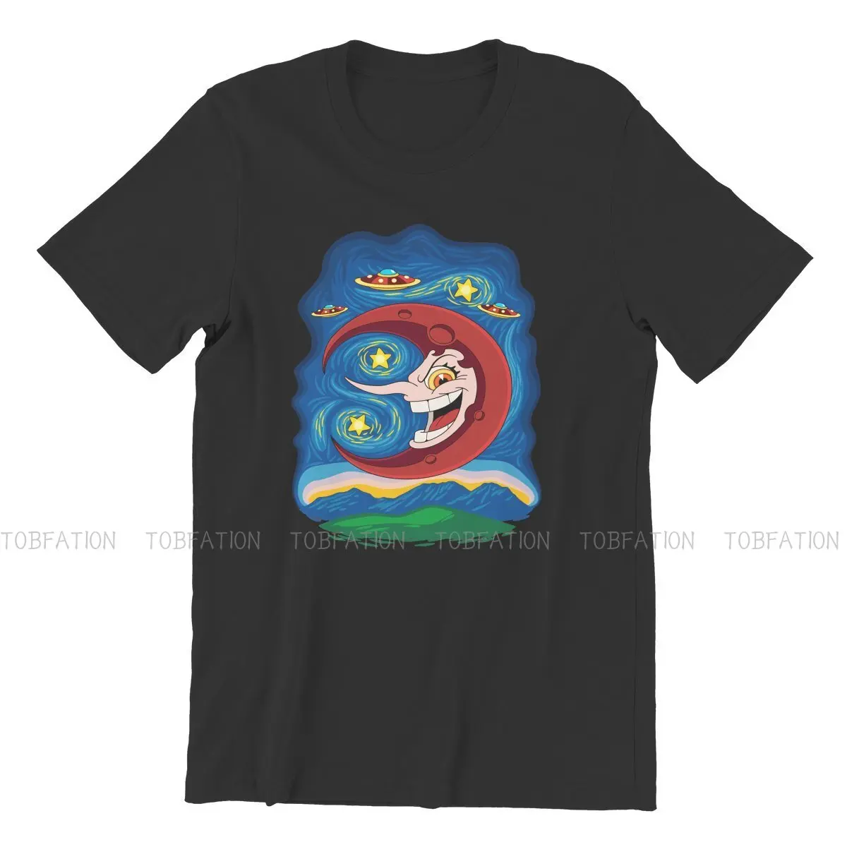 Hilda Berg Starry Night Men TShirt Cuphead Mugman Game O Neck Tops Fabric T Shirt Humor Top Quality Gift Idea |
