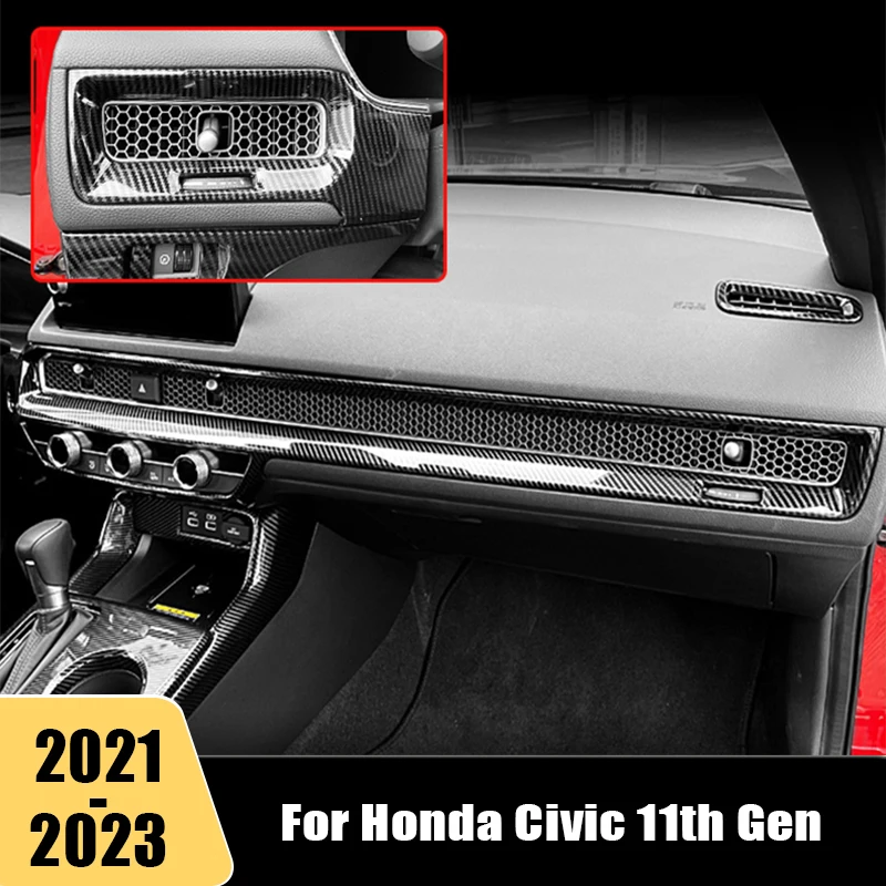 

Carbon Fiber For Honda Civic 11th Gen 2021 2022 2023 ABS Car Central Control Air Outlet Cover Trim Sticker Interior Acessorios