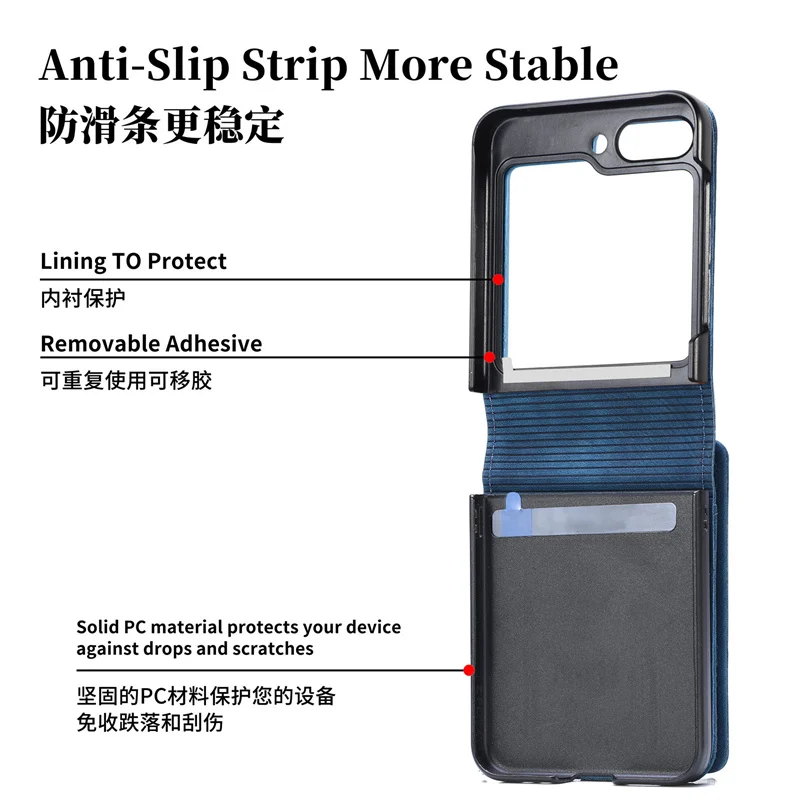 Z Flip5 5G Luxury Case For Samsung Galaxy Z Flip 5 Leather 2IN1 Detachable Zipper Wallet Back Funda For Galaxy Z Flip5 Cover