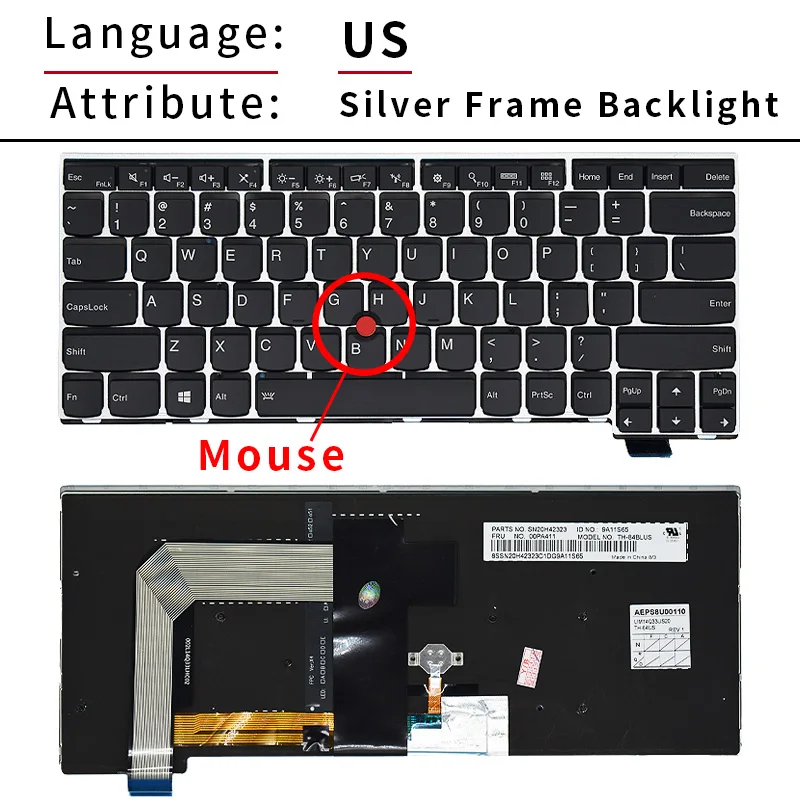 Фото Клавиатура ноутбука США для Lenovo ThinkPad T470 T480 T460S T470S, новая английская клавиатура для ноутбука S2 с подсветкой №4