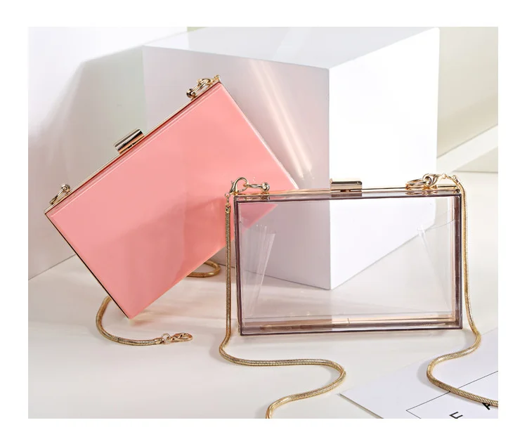 

BELLA JOY New Acrylic Transparent Women Clutch Bag Chain Women Messenger Bag Evening Bag Handbag Chain Shoulder Bag