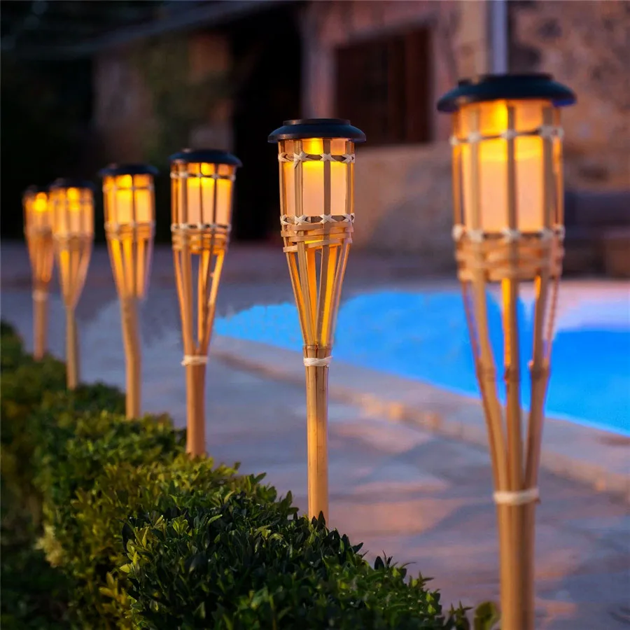 

Creative Solar Bamboo Torch Light Landscape Bamboo Outdoor Villa Simple Design Handcraft Courtyard Fence Garden Spike Lawn Lamp