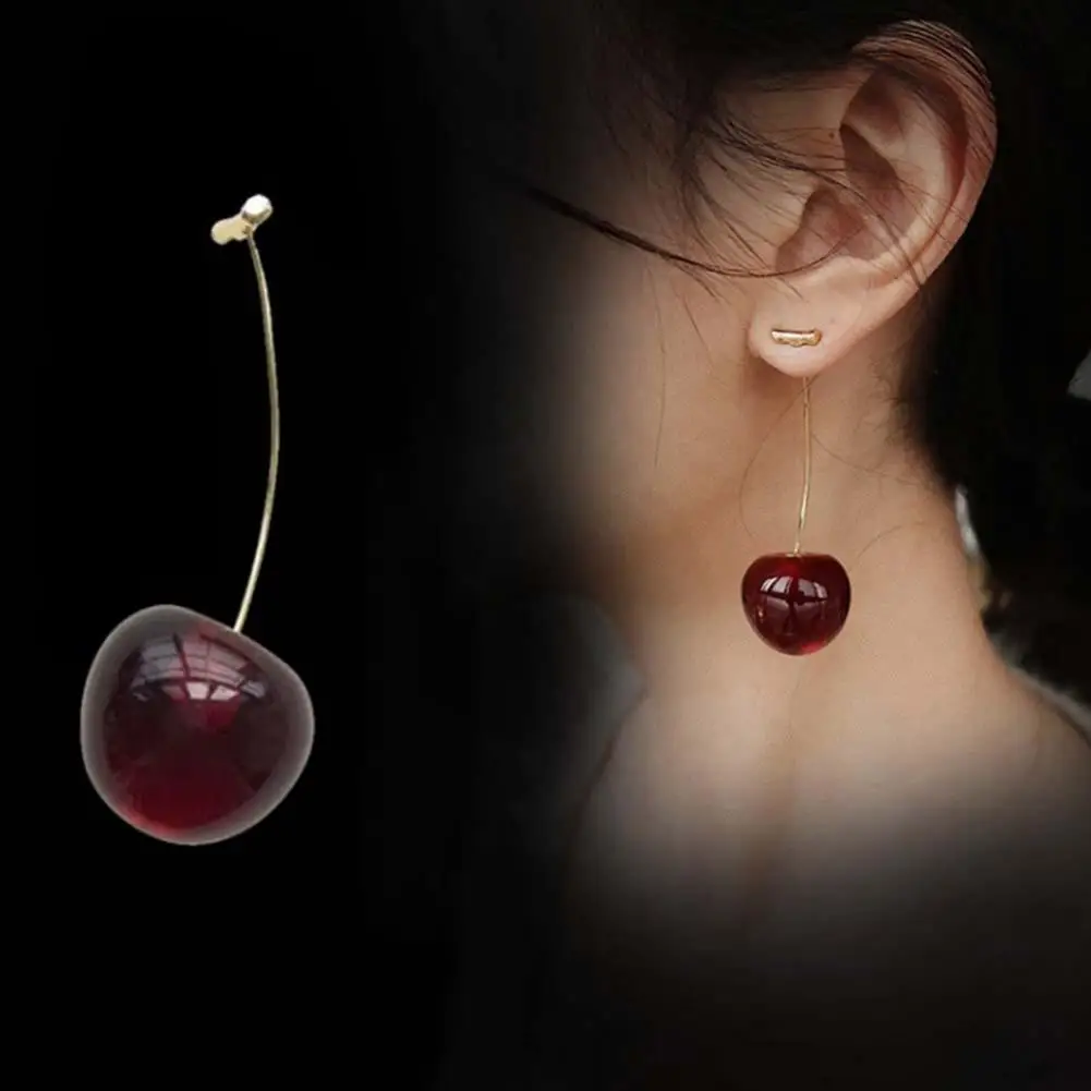

Earrings Sweet Cherry Shape Alloy Exquisite Jacket Ear Dangle for Dating Sweet Cherry Earrings Exquisite Jacket Ear Dangle
