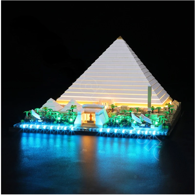 Осветительные Модульные строительные блоки в наличии 21058, пирамида, Гиза, Обучающие Детские игрушки для девочек, подарки на день рождения и Рождество