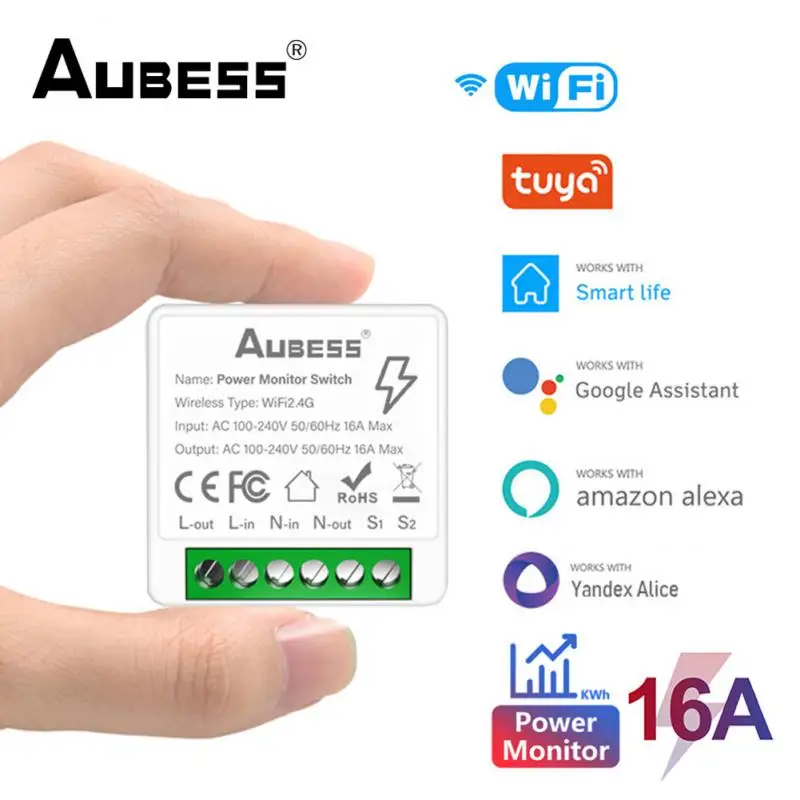 

Умный мини-переключатель Tuya с Wi-Fi, 16 А, 2-сторонний