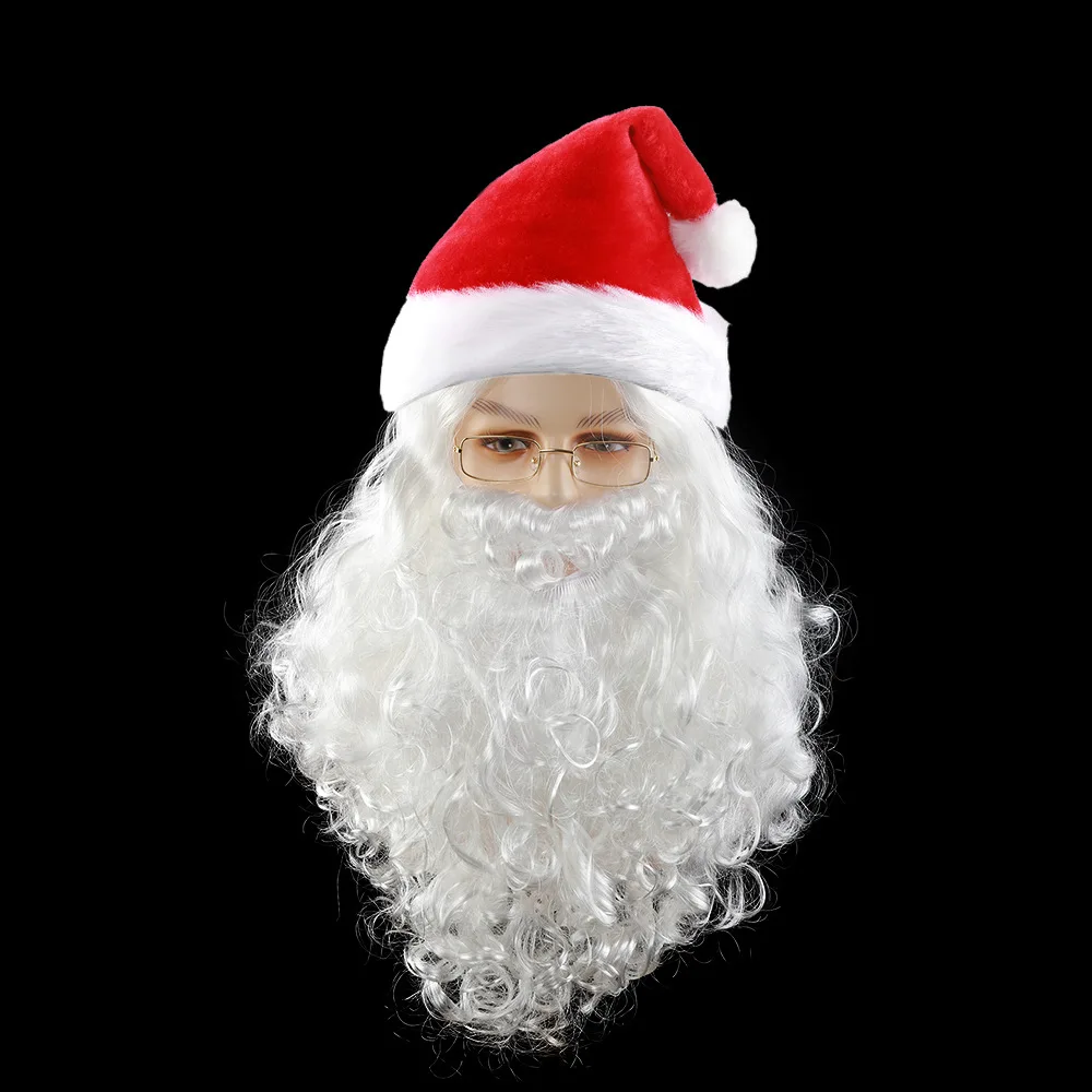 Набор из 4 предметов парик с бородой Санта-Клауса шляпа и очки костюм для