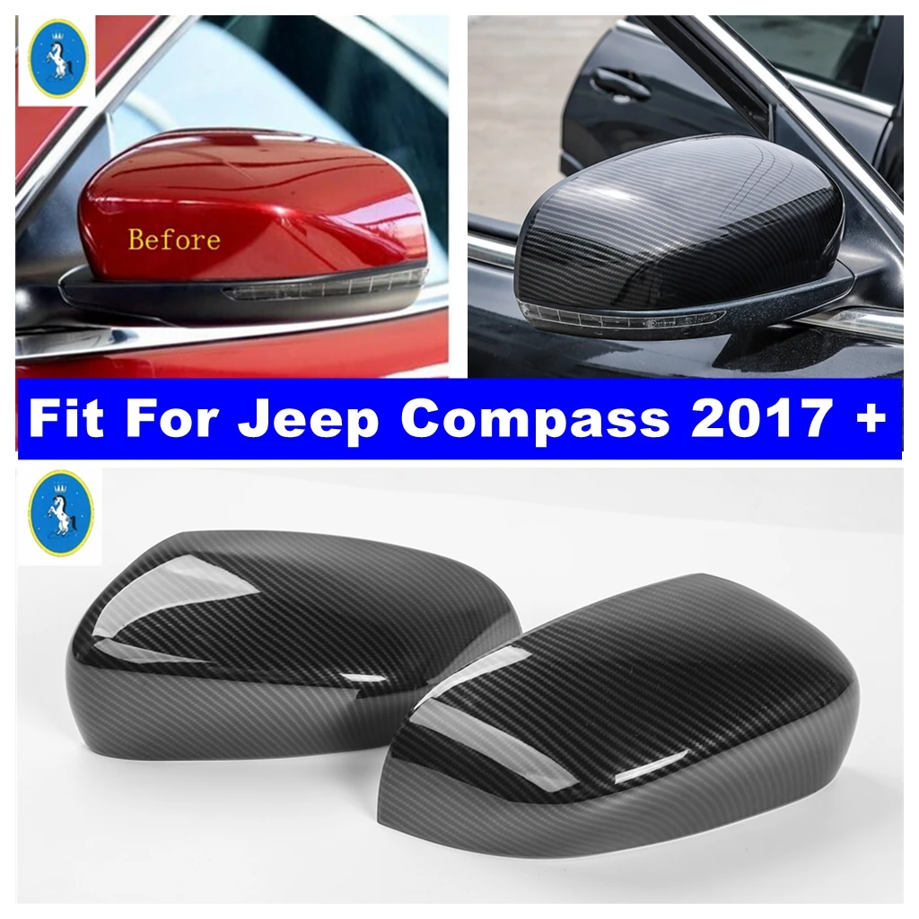 

Outside Door Rearview Mirror Decoration Protector Shell Cover Housing Fit For Jeep Compass 2017 - 2021 Carbon Fiber Accessories