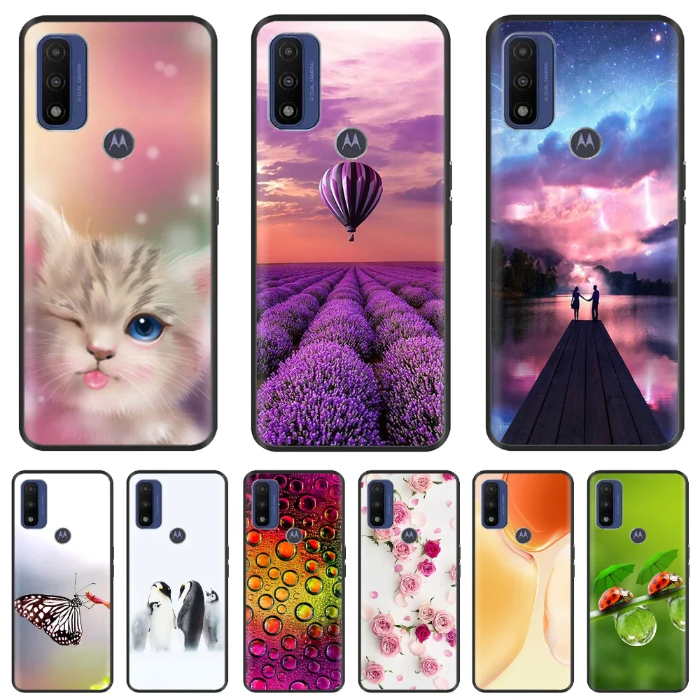 Для Motorola Moto G Pure Case Мягкий силиконовый чехол с милым котом и животным Черный