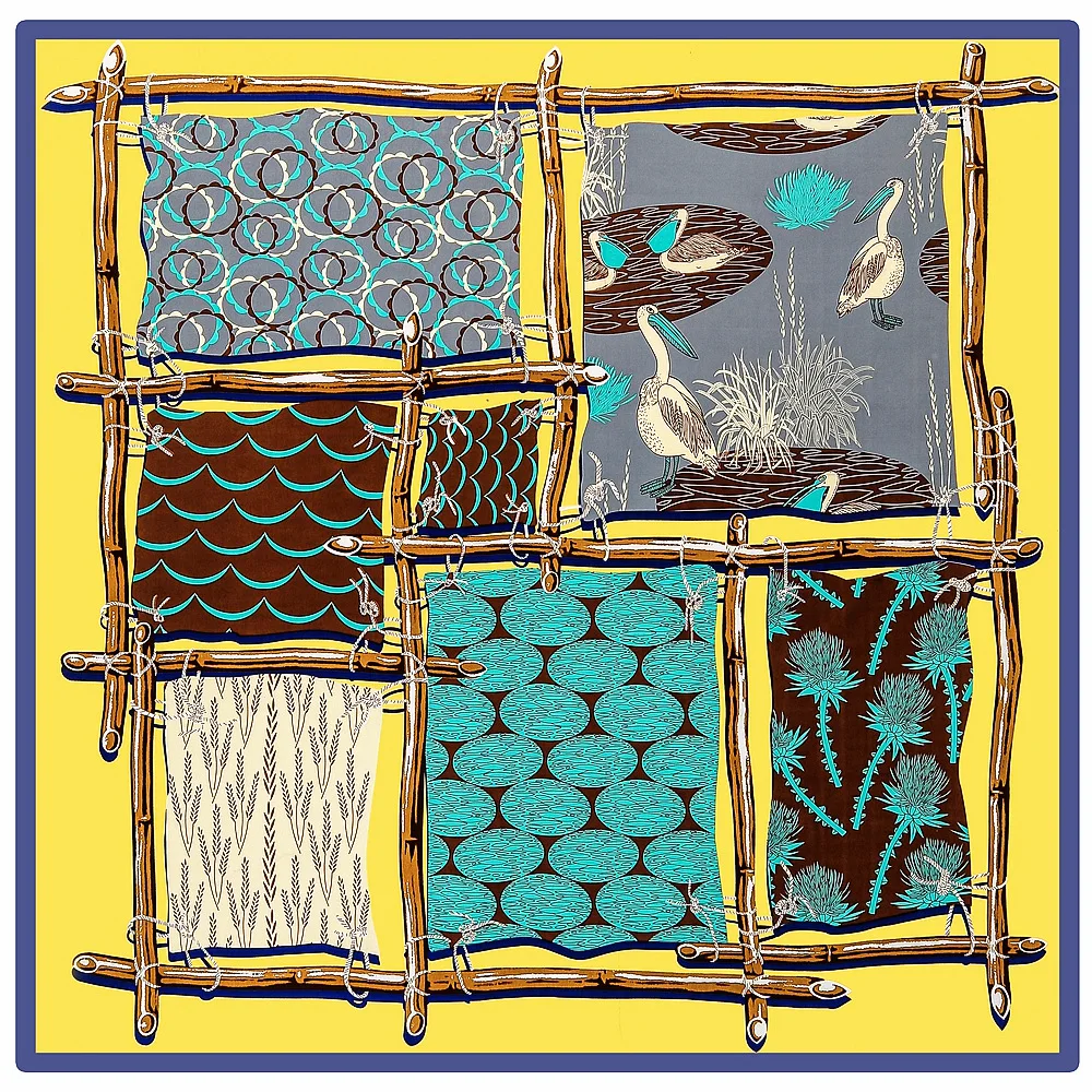 Шелковый шарф POBING женские Большие шали с принтом замка квадратная бандана