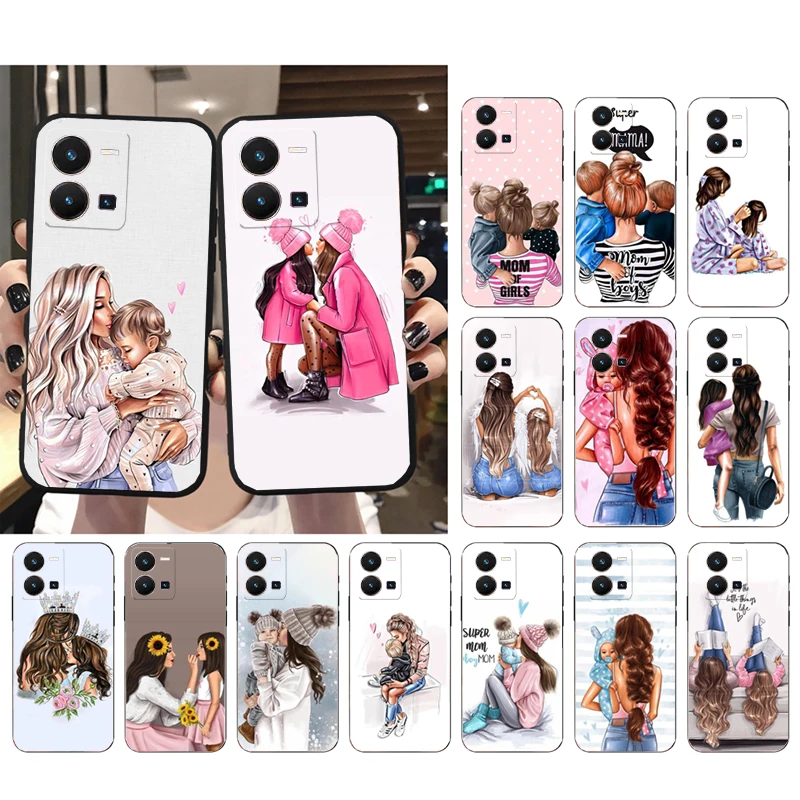 

Mother Mom Daughter Son Phone Case for VIVO Y53S Y33S Y22S Y11S Y31 Y21 Y70 Y20 Y21S Y72 Y35 Y51 Y01 V23E V21 V23 V21E Funda
