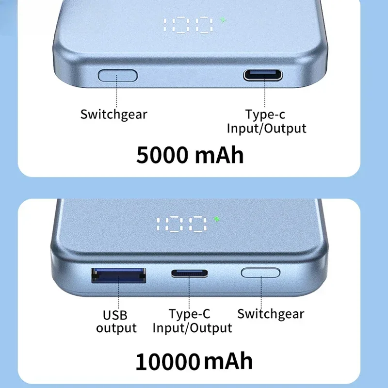 5000 мАч USB C PD20W 10000 Ультратонкий магнитный беспроводной внешний аккумулятор с