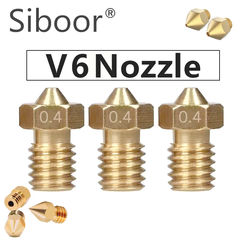 

5/10pcs 3D Printer V6 M6 Threaded Brass Nozzle 0.2/0.25 0.3/0.4/0.5/0.6/1.0mm for 1.75mm Filament E3D V5 V6 Hotend Extruder Kit
