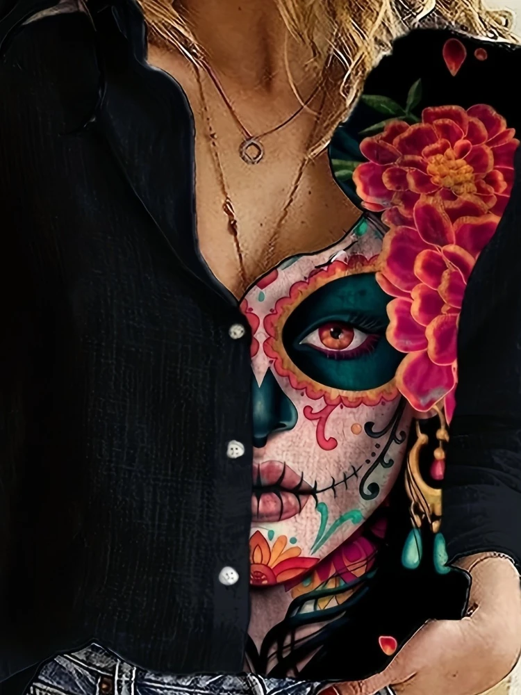 Женская свободная уличная повседневная рубашка на пуговицах с длинными рукавами