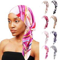 2022new women muslim fashion hijab cancer chemo flower print hat turban head cover hair loss scarf wrap pre tied bandana