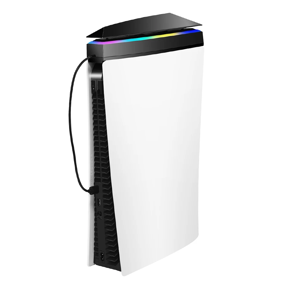 

RGB Colorful Cooling Fan for PS5 Console Cooler Adjustable Wind Speed Heat Dissipation Fan Top Dust Proof Cover For PS5 Host