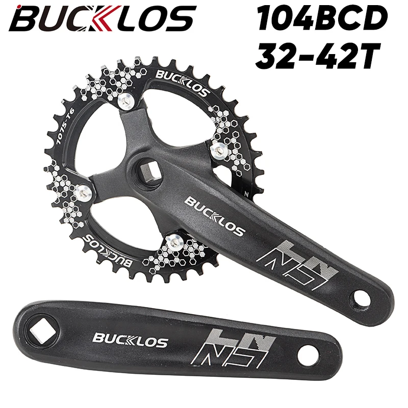 

BUCKLOS 104BCD Mountain BIke Crankset 32T/34T/36T/38T/40T/42T Aluminum Alloy MTB Crank Set Square Hole Crankset Bicycle Parts