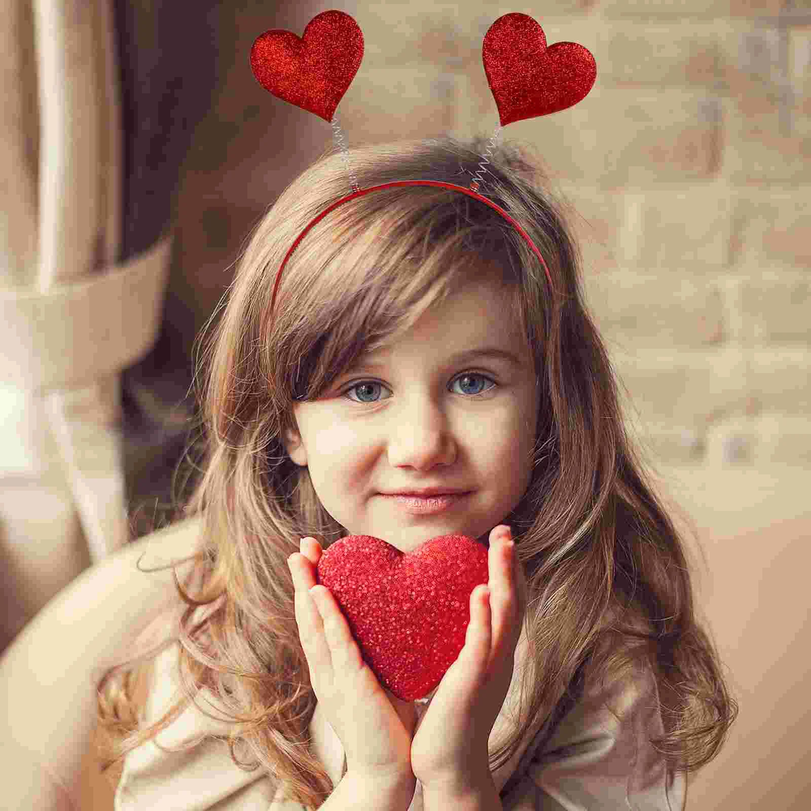 

6 шт. в форме сердца Красная повязка на голову для детей день Святого Валентина обруч для волос аксессуары из смолы