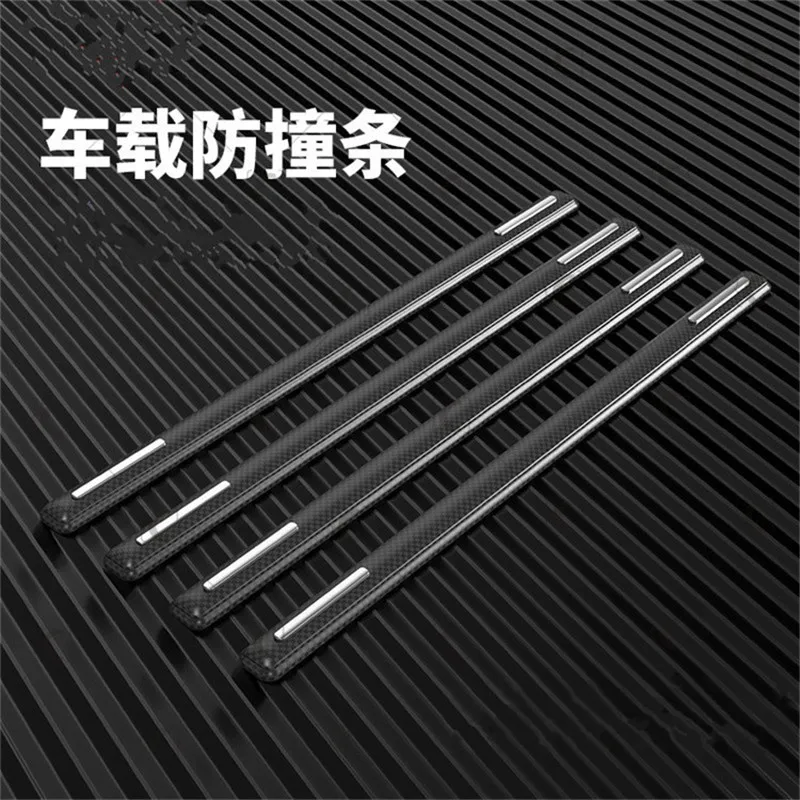 

4pc Car Bumper Protector Corner Guard Anti-Scratch Strips Sticker Black Carbon Fiber Style Body Mirror Trim Bars Protection