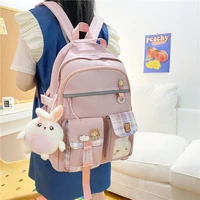 est new nylon women backpack multi pocket female pink schoolbag for pacthwork kawaii teenage girl travel large capacity mochila