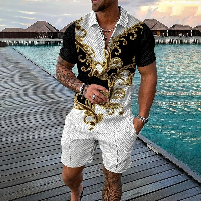 King of Spades Casual Tracksuit Polo Shirt and Shorts 2 Piece Sets For Men Suit 3D Print Bottoms Men Sportswear Summer Clothing