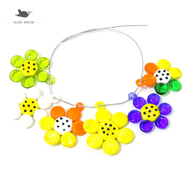 

2Pcs Cute Glass Flower Charms Pendant Easter Decor Fashion Ornament For Necklace Bracelet Earring DIY Jewelry Making Accessories