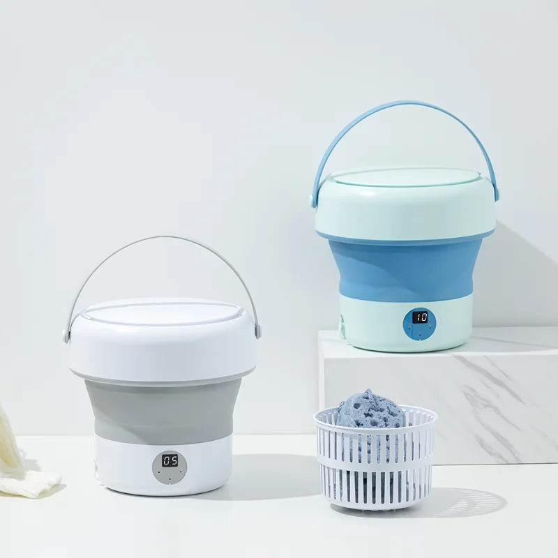 

Portable Washing Machine With Foldable Laundry Bucket, Washable Socks Underwear Bra For Travel Or University Dormitory