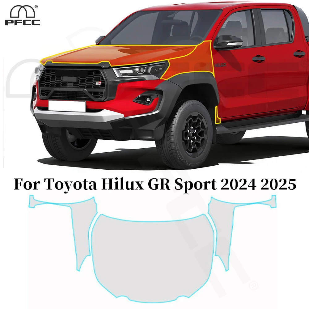 Фото Защитная пленка (PPF) из ТПУ для Toyota Hilux GR Sport 2024-2025: прозрачная, предварительно вырезанная, невидимая, самовосстанавливающаяся, устойчивая к царапинам №1