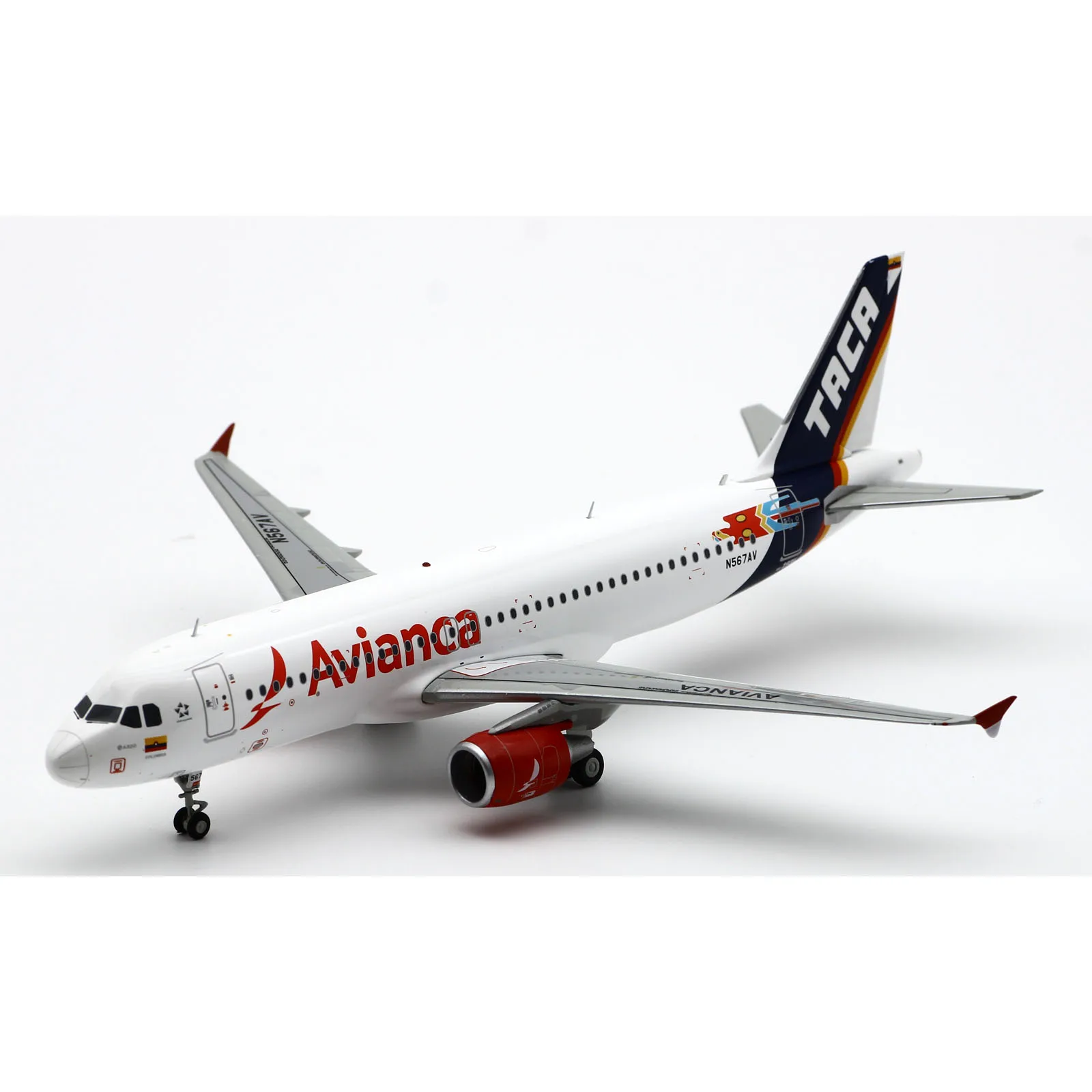 Фото Коллекционная модель самолета LH2431 из сплава, подарок, JC Wings 1:200, ретро-ливрея Avianca TACA, литая модель самолета Airbus A320 JET N567AV №5