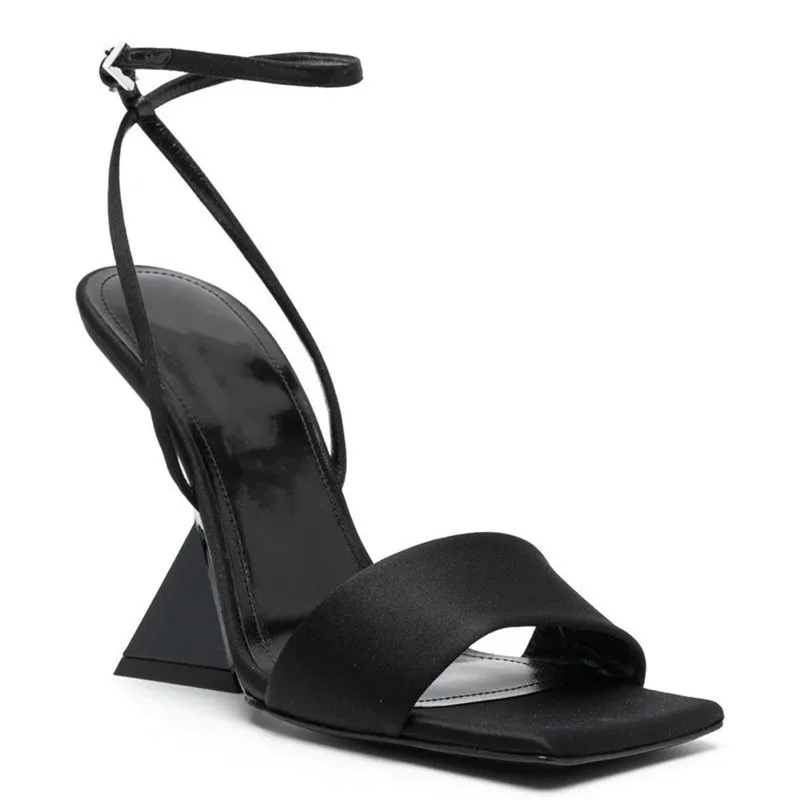 2023 Summer New Peep Toe Shoes For Women Crude Heel Square Toe Buckle Female Sandals Non-Slip Strange Heels Sexy Ladies Footwear