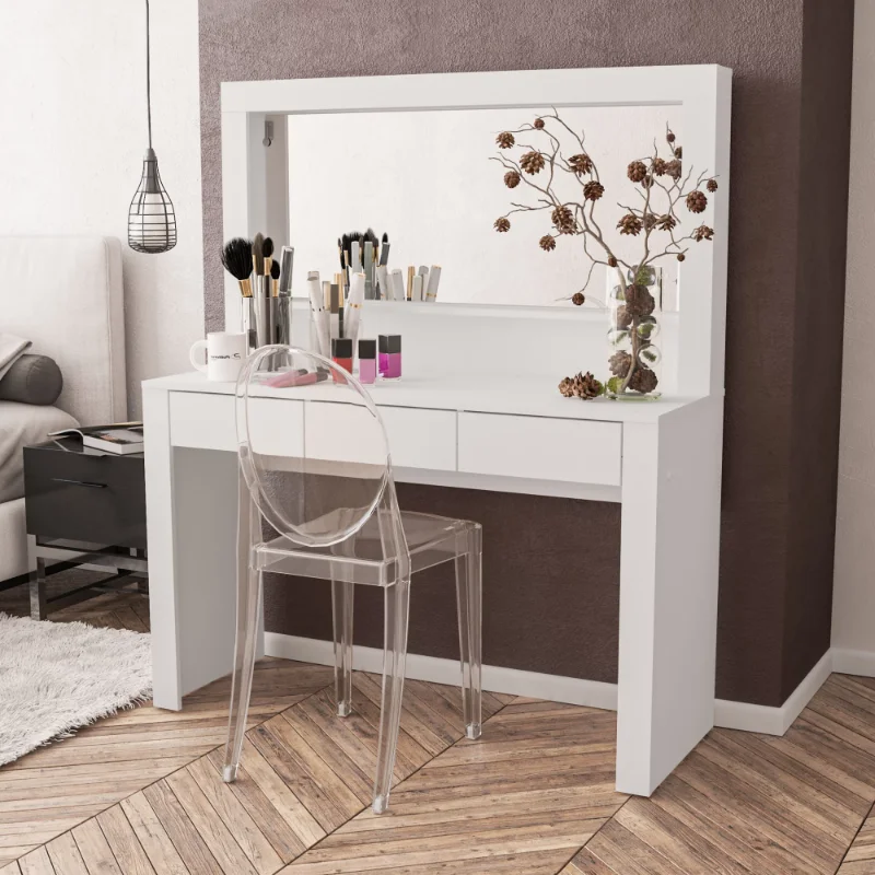 

Boahaus Calypso Modern Vanity Table, White Finish, Ideal for Bedroom