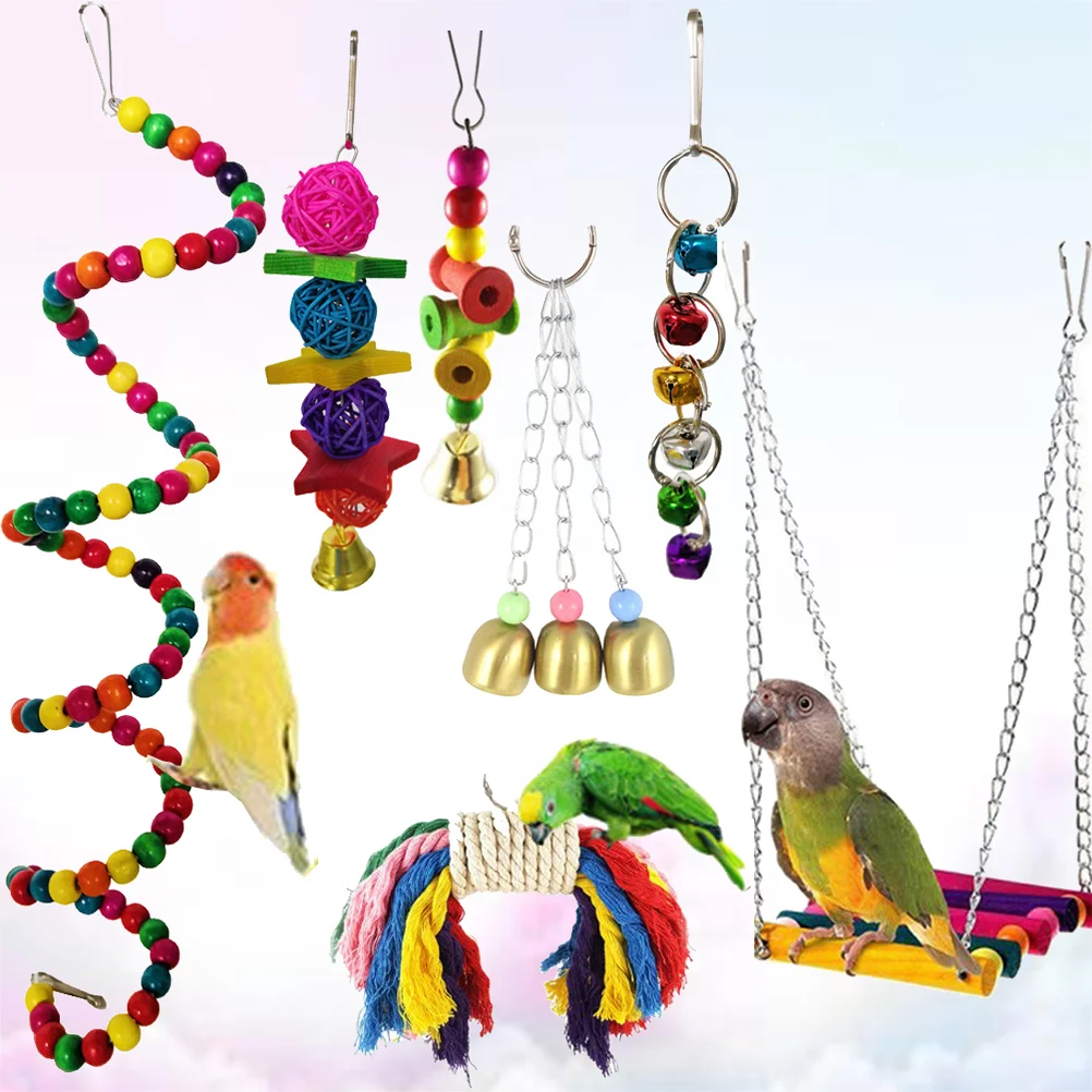 

7PCS Combination Parrot Toy Bird Articles Parrot Bite Toy Bird Toys Birds For parrots