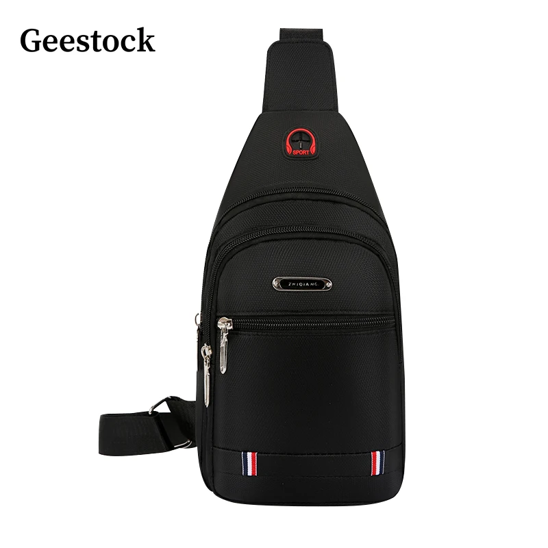

Geestock Men's Shoulder Chest Bags Double Layer Large Capacity Crossbody Bag Male Fashion Waterproof Waist Bag Pack Messenger