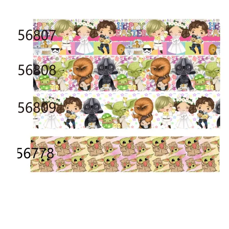 

Disney Easter Yoda Cartoon Printed Grosgrain Ribbon 38mm 10yards for Hairbows DIY Holiday Decoration Handmade