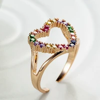 kharisma colorful zircon heart shape ring adjustable copper alloy fashion jewelry for women lady wedding birthday wear