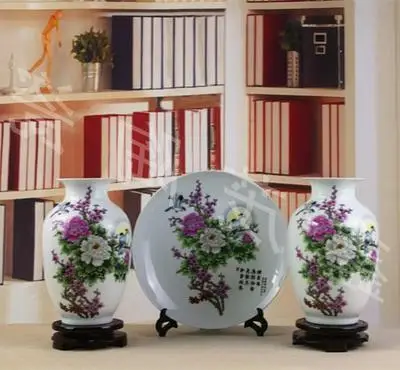 

ceramic Jingdezhen three-piece The modern decoration New home furnishing articles vase