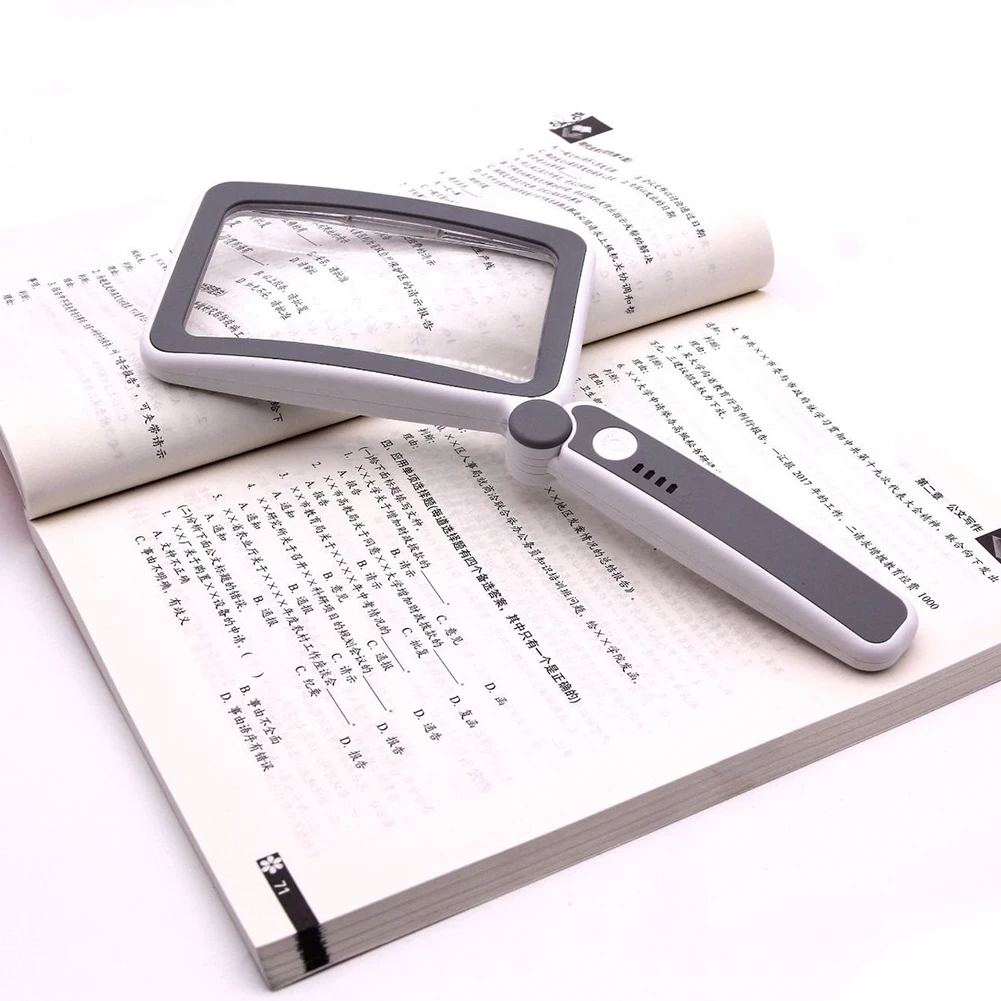 

650mAh Magnifying Glass with10 LED Folding Handheld 4X Large Rectangle Lighted Magnifier with Dimmable LED for Seniors Books