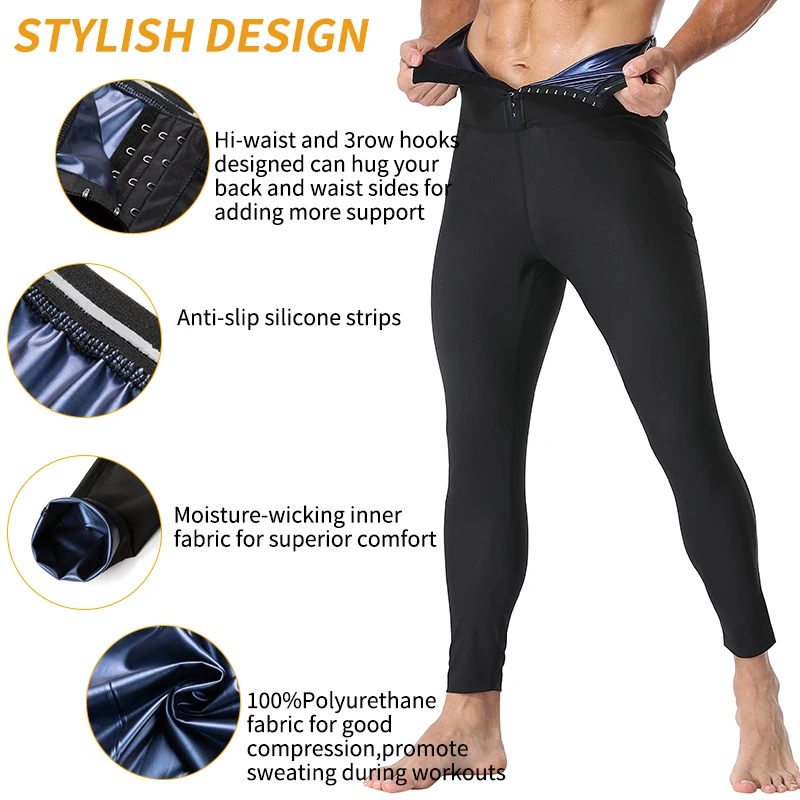 High Waist Men Body Shaper Sauna Suits Pants Sweat Leggings Slimming Compression Pants Thermo Weight Loss Workout Exercise Pant