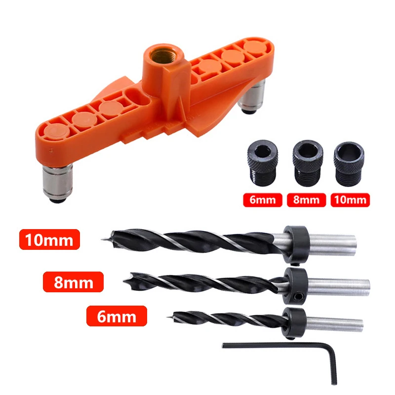 

Portable Quick Woodworking Dowel Jig 6/8/10mm Drill Bit Drilling Locator Wood Dowelling Centering Drill Guide Kit Hole Puncher