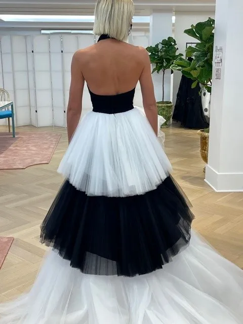 WDPL белое черное платье макси