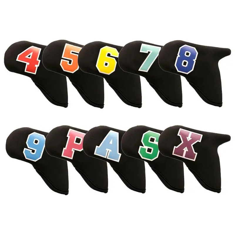 

Golf Iron Covers 10 PCS Durable Golf Iron Head Covers Set Protective Golf 4-9PASX Club Head Protective Headcover With Colorful